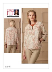 1549 VOGUE SANDRA BETZINA LOOSE BOXY LINED YOKE ZIPPY JACKET PATTERN ABC-GHIJ NEW